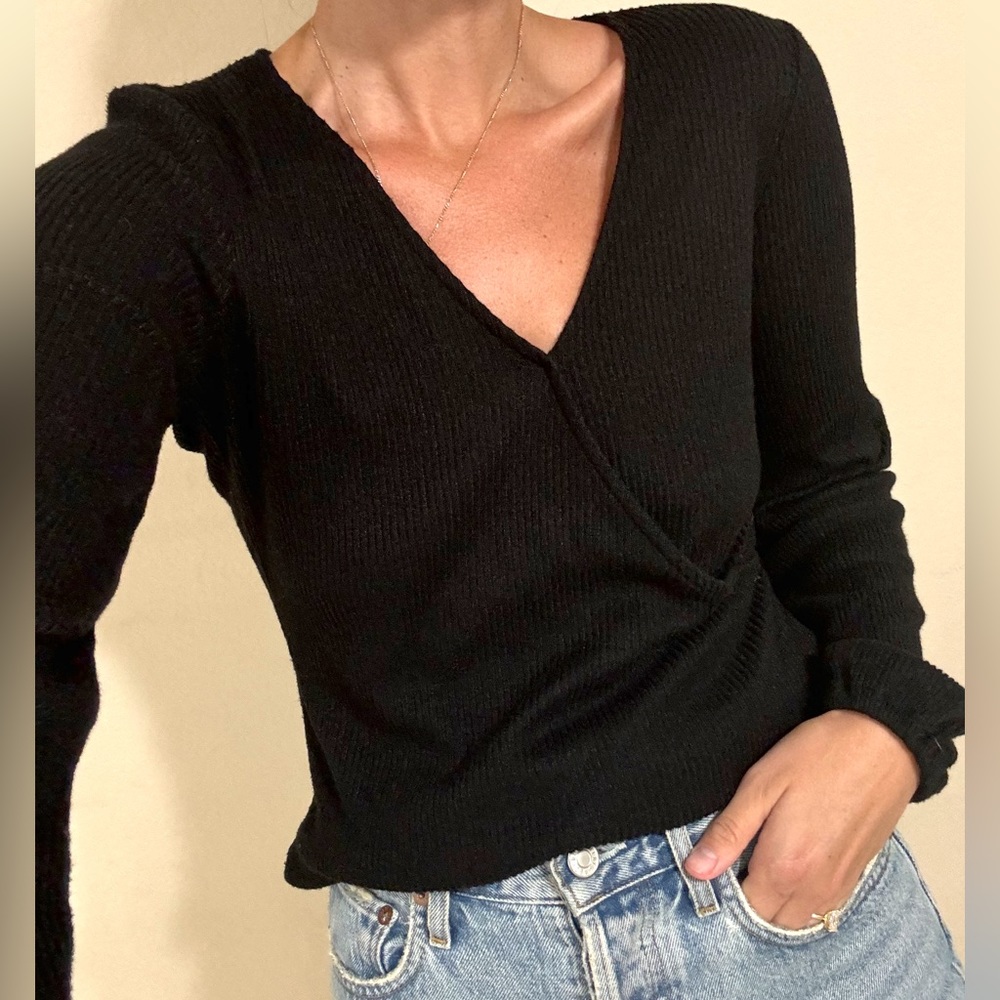 Gap Knit Wrap Top